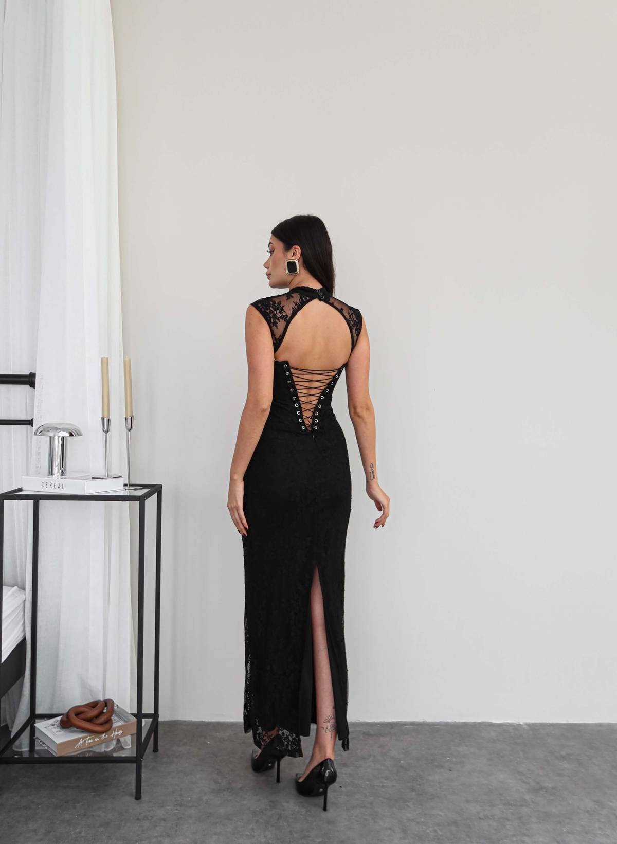 High Neck Light Lace Dress — photograph 3