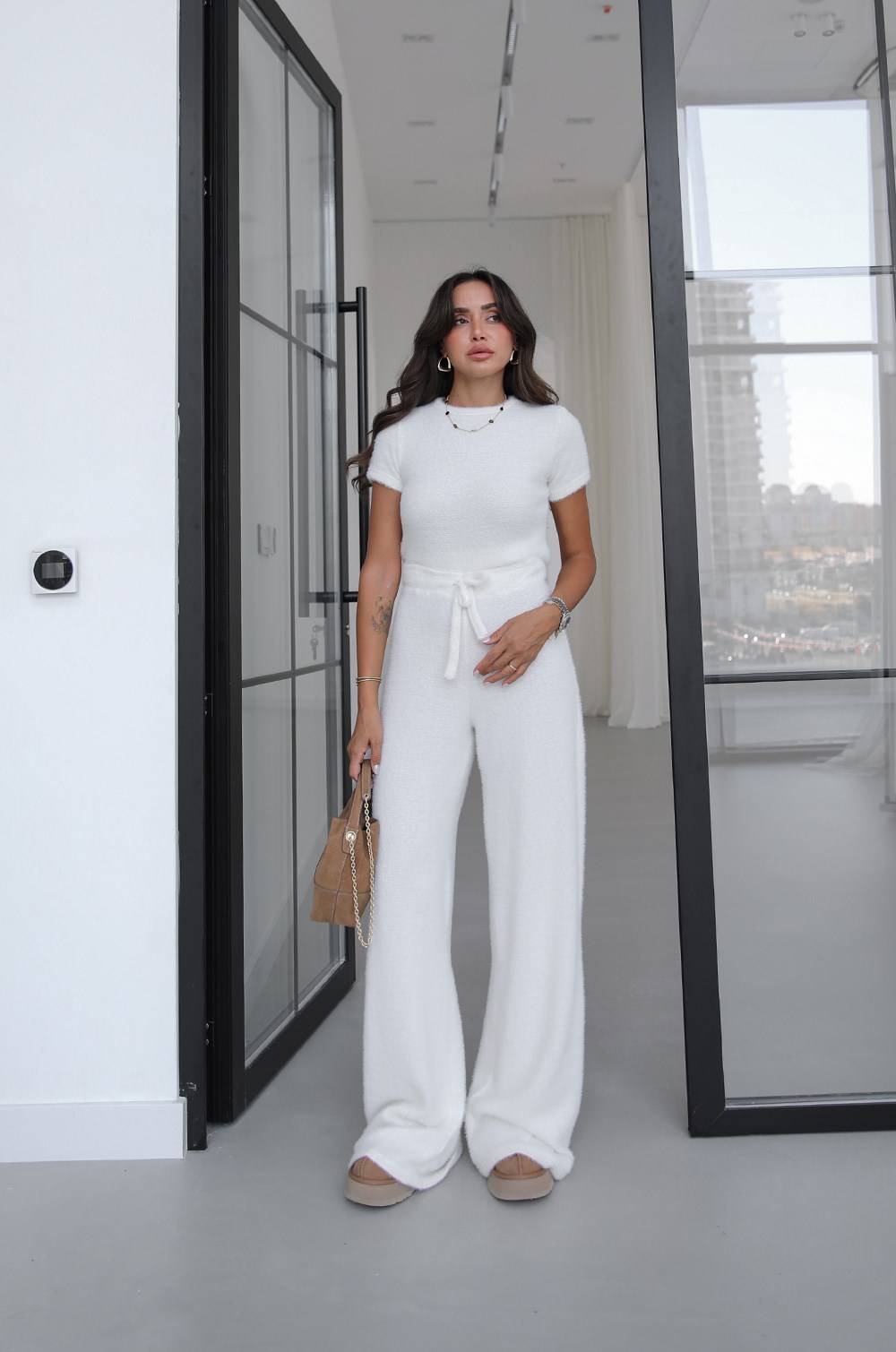 Ecru Soft Blouse Trousers Kimono Set — photograph 2