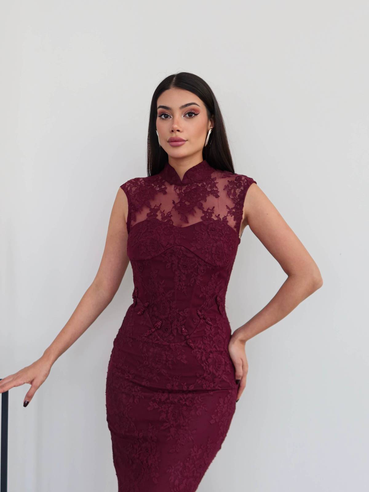 High Neck Light Lace Dress — photograph 3