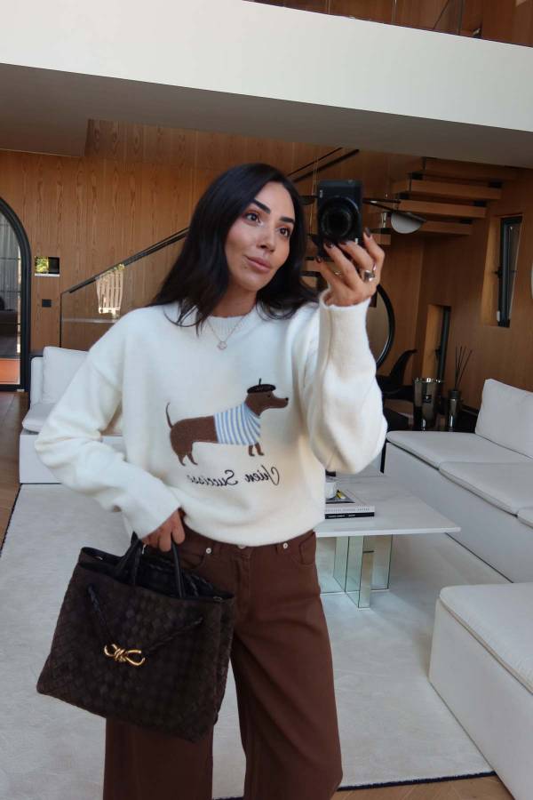 Dog Motif Oversized Jumper