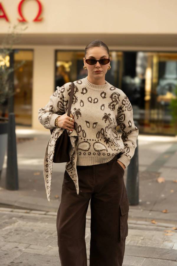 Teardrop Pattern Crew Neck Jumper
