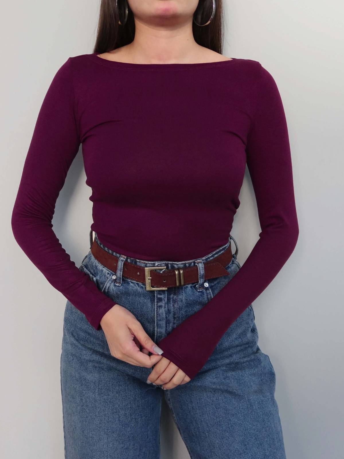 Boat Neck Slim Fit Blouse — photograph 3