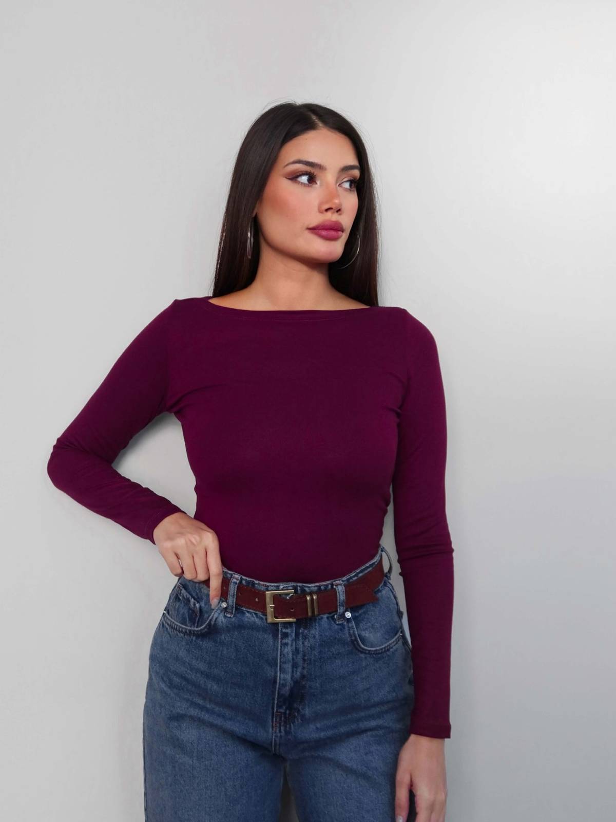 Boat Neck Slim Fit Blouse — photograph 4