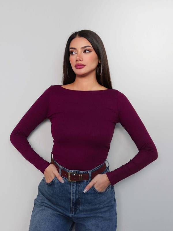 Boat Neck Slim Fit Blouse