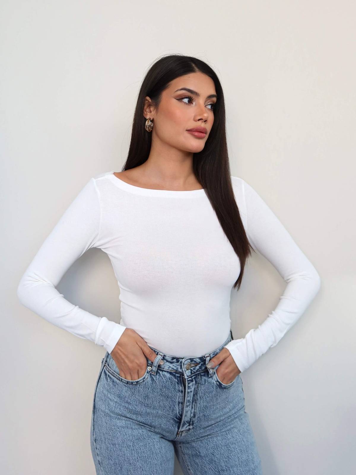 Boat Neck Slim Fit Blouse — photograph 2