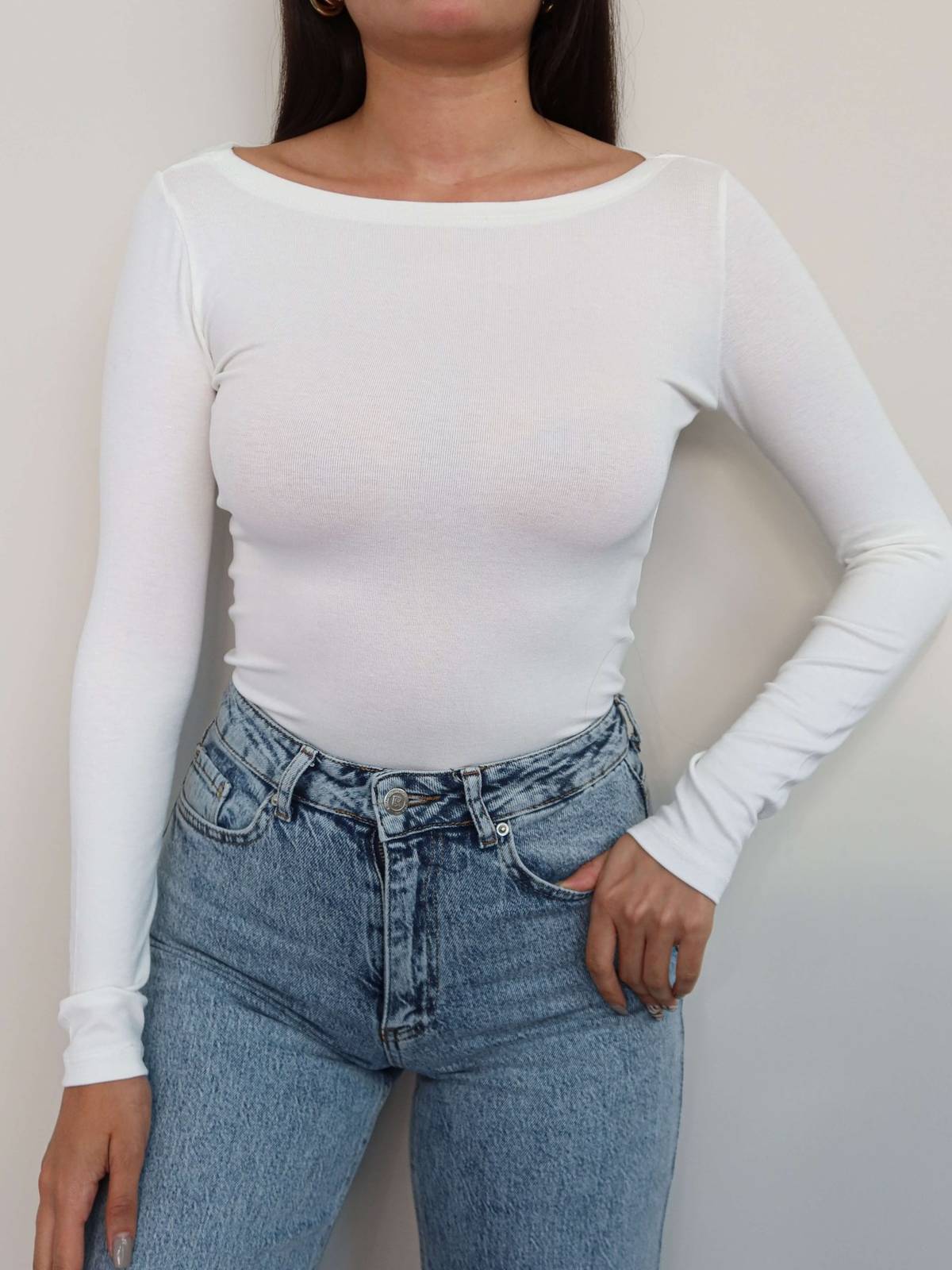Boat Neck Slim Fit Blouse — photograph 3
