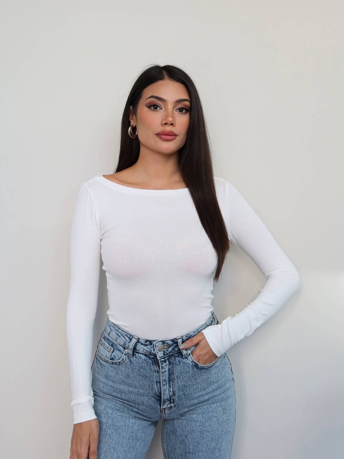 Boat Neck Slim Fit Blouse — photograph 4