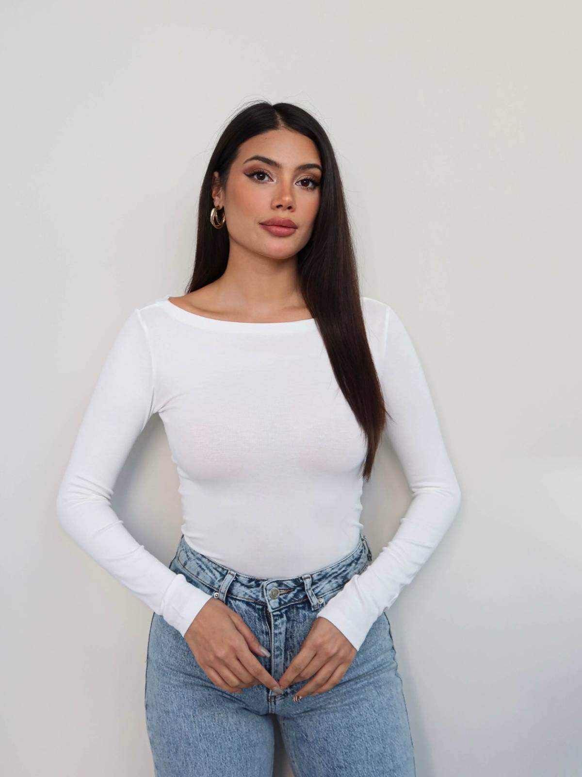Boat Neck Slim Fit Blouse — photograph 1