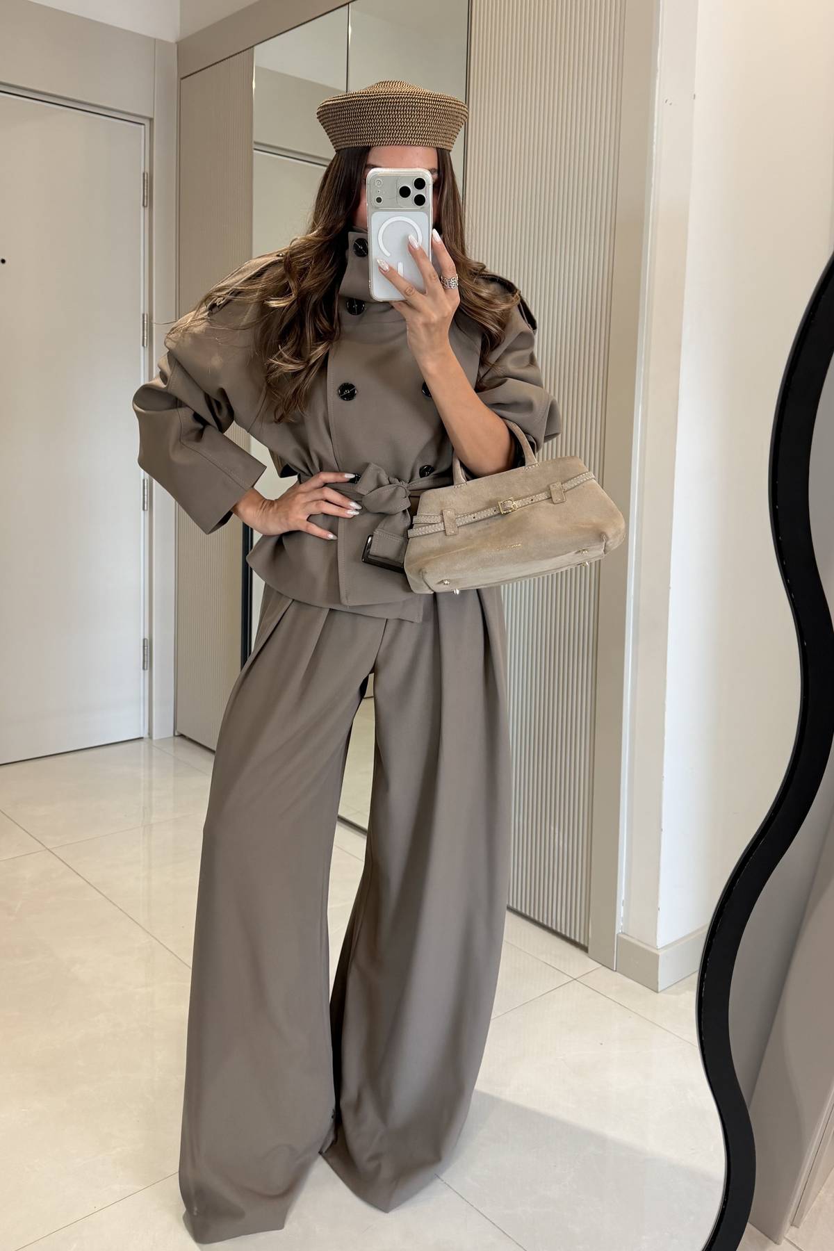 Mirae High Neck Belted Jacket And Wide Leg Trousers Set — photograph 2