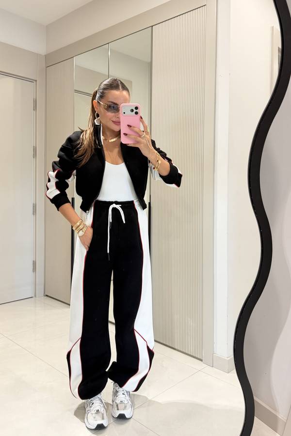 Anabelle Contrast Stripe Fleece Tracksuit Set