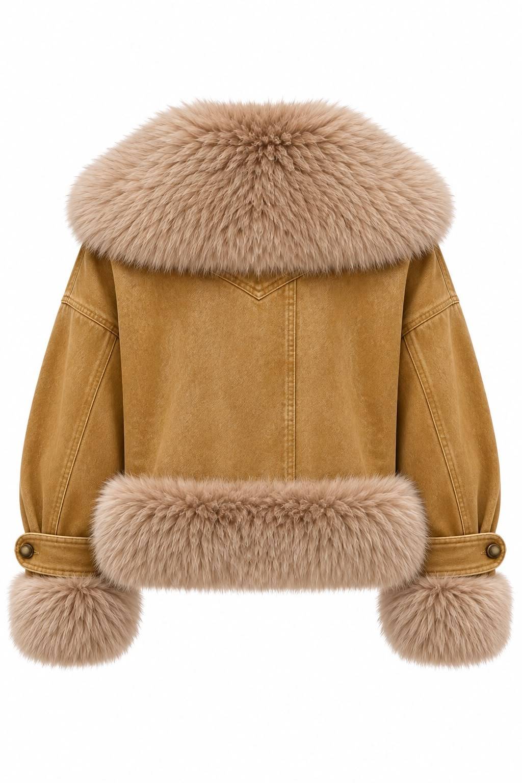 Fur Collar Denim Coat — photograph 3