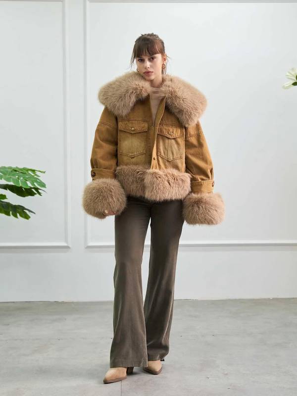 Fur Collar Denim Coat