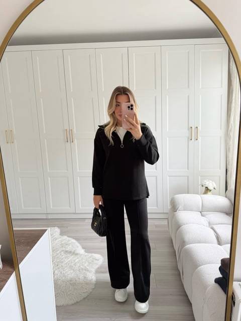 Funnel Neck Zip Two Piece Set