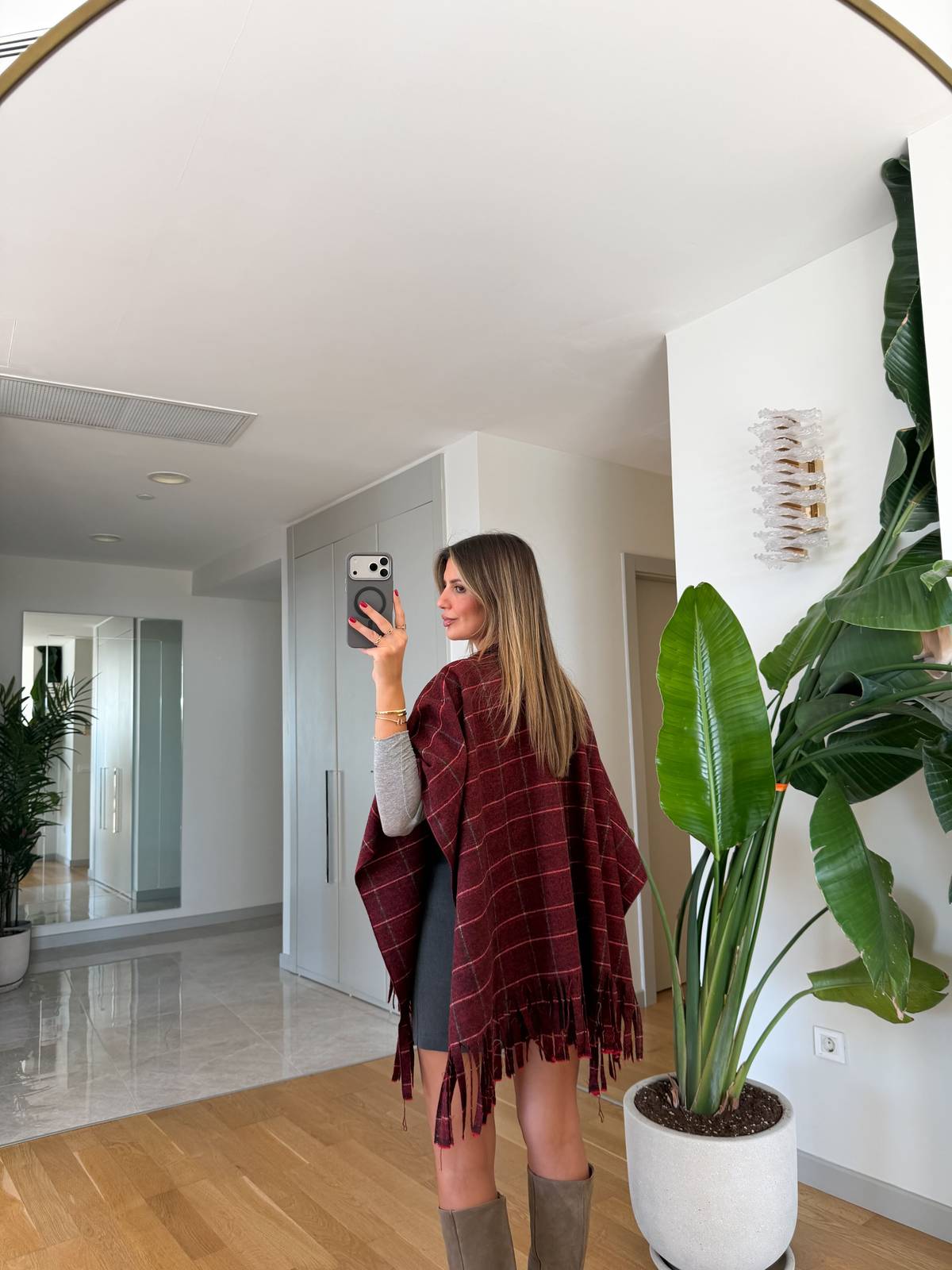 Checked Tasselled Poncho — photograph 2