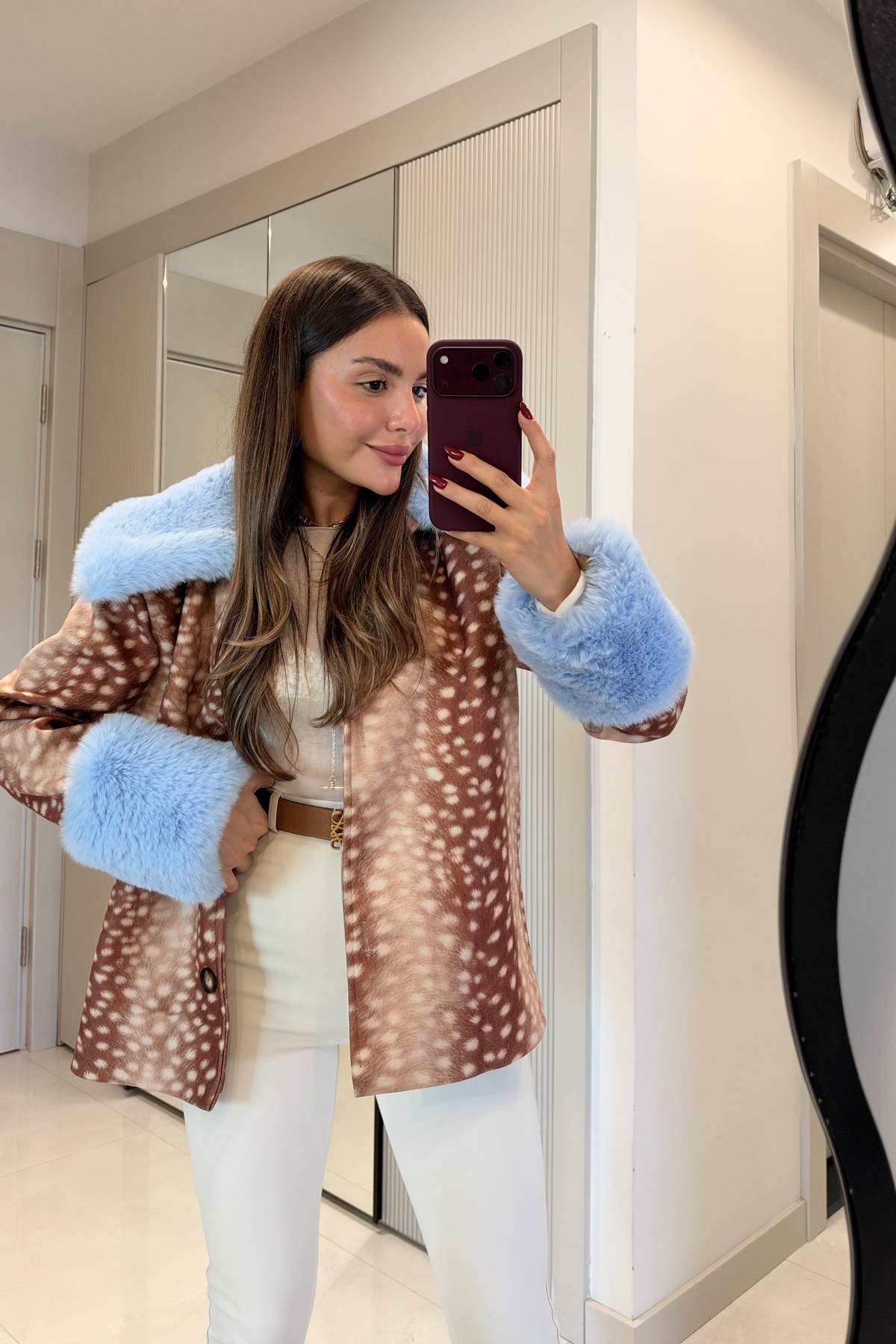 Gazelle Plush Detail Bambi Coat