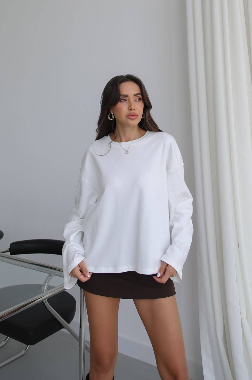 Flared Sleeve Basic Sweatshirt — photograph 2