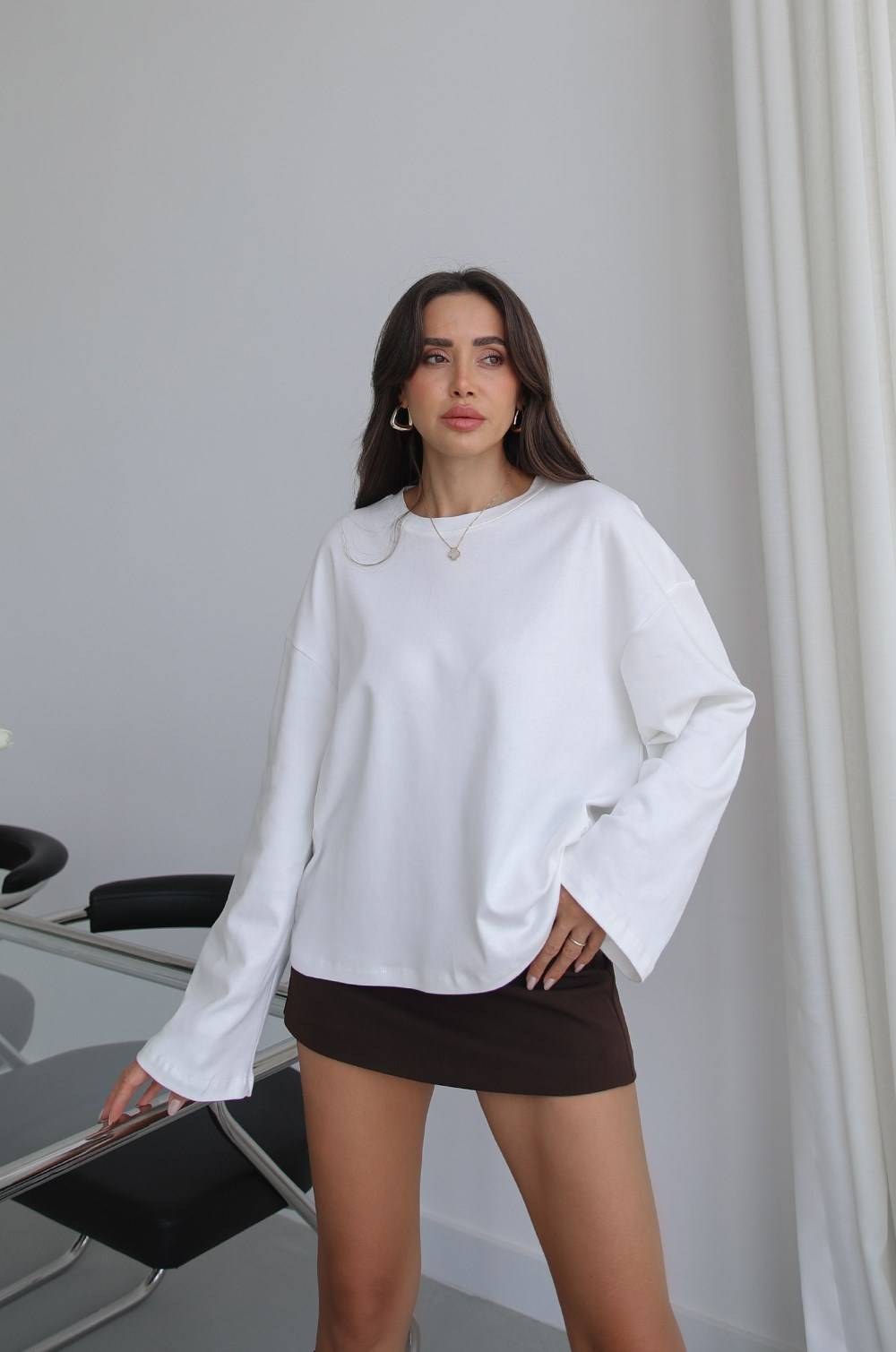 Flared Sleeve Basic Sweatshirt — photograph 3