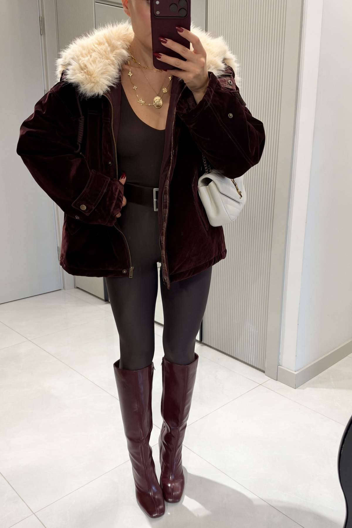 Lilly Fur Collar Suede Premium Coat — photograph 3
