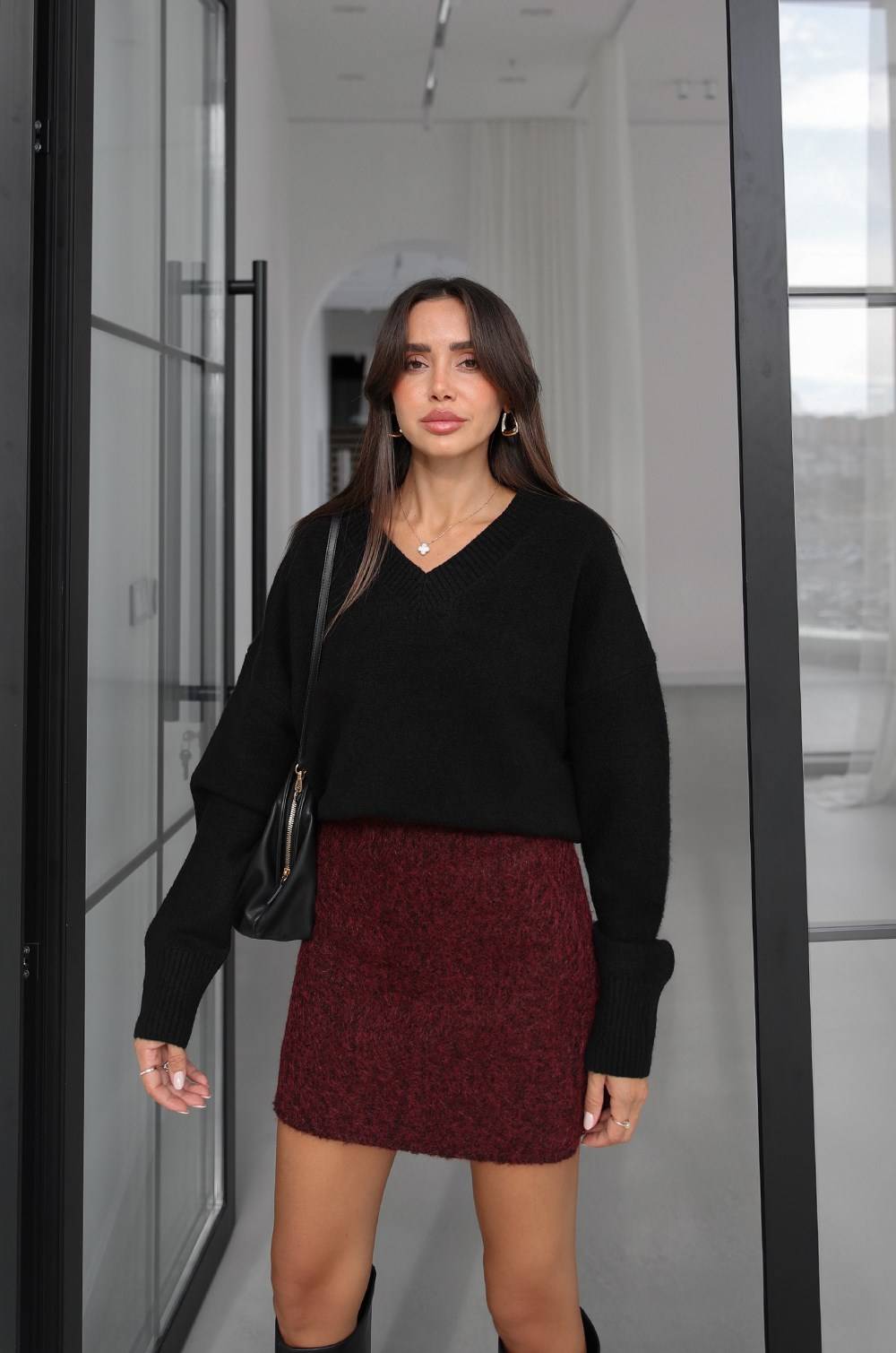 Lorenza V Neck Wool Blend Premium Jumper — photograph 2