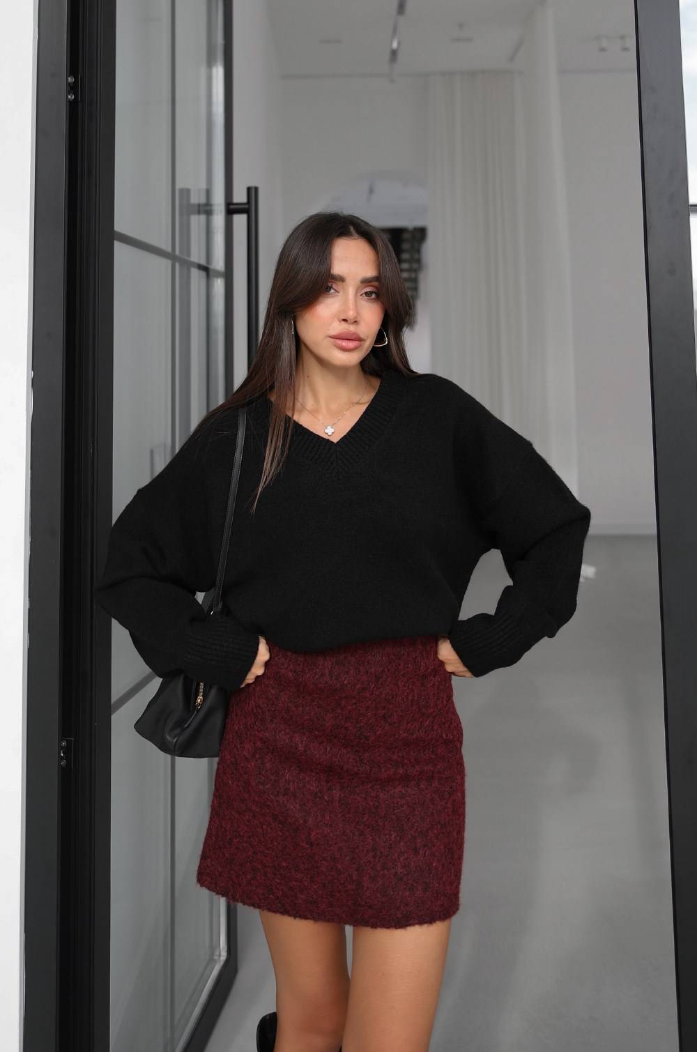 Lorenza V Neck Wool Blend Premium Jumper — photograph 3