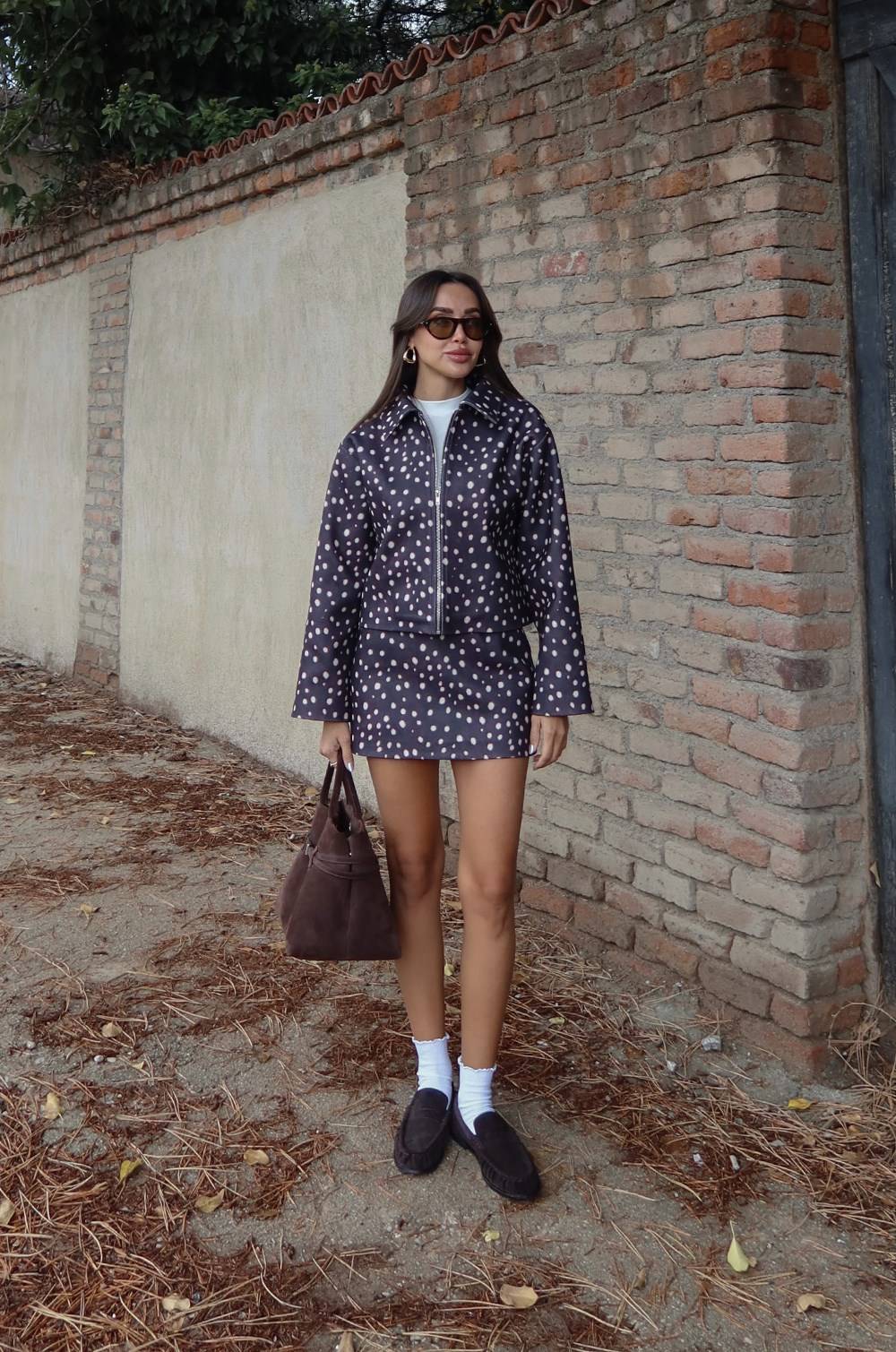 Fawn Print Jacket And Skirt Set
