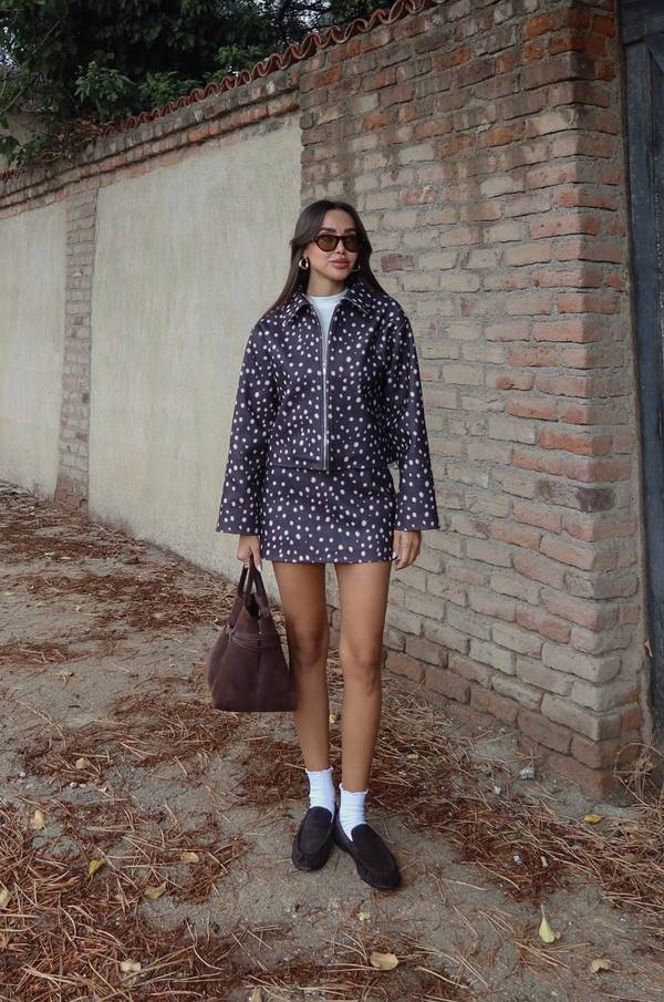 Fawn Print Jacket And Skirt Set