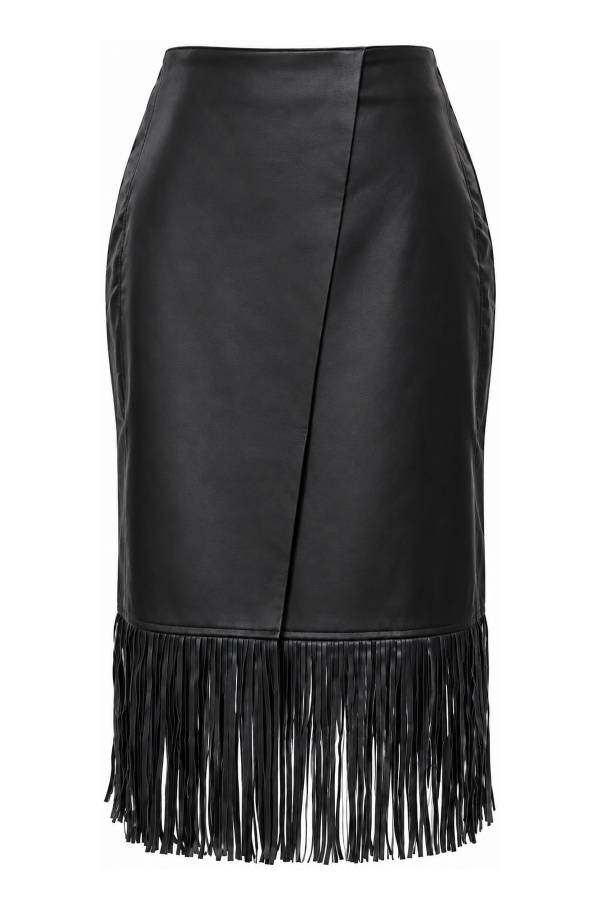 Tasselled Leather Skirt
