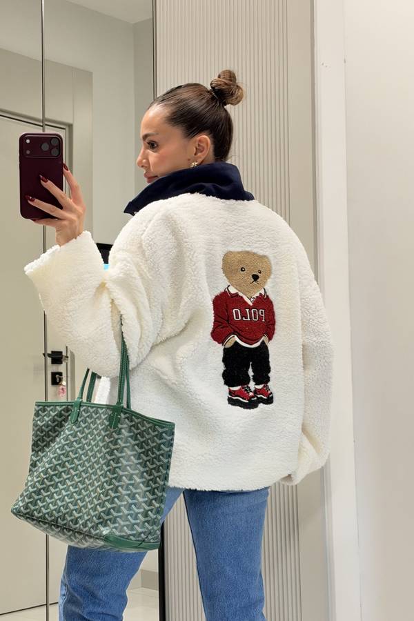 Grenada Back Teddy Bear Embroidered Plush Sweatshirt