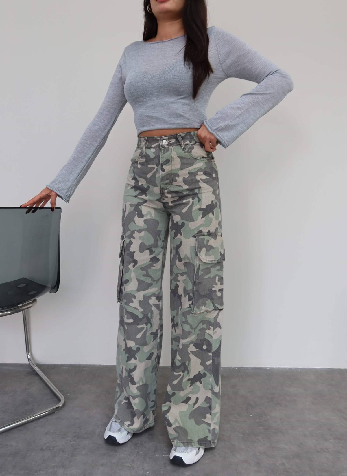 Camouflage Cargo Pocket Denim Trousers