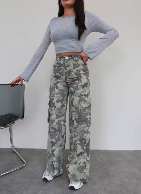 Camouflage Cargo Pocket Denim Trousers