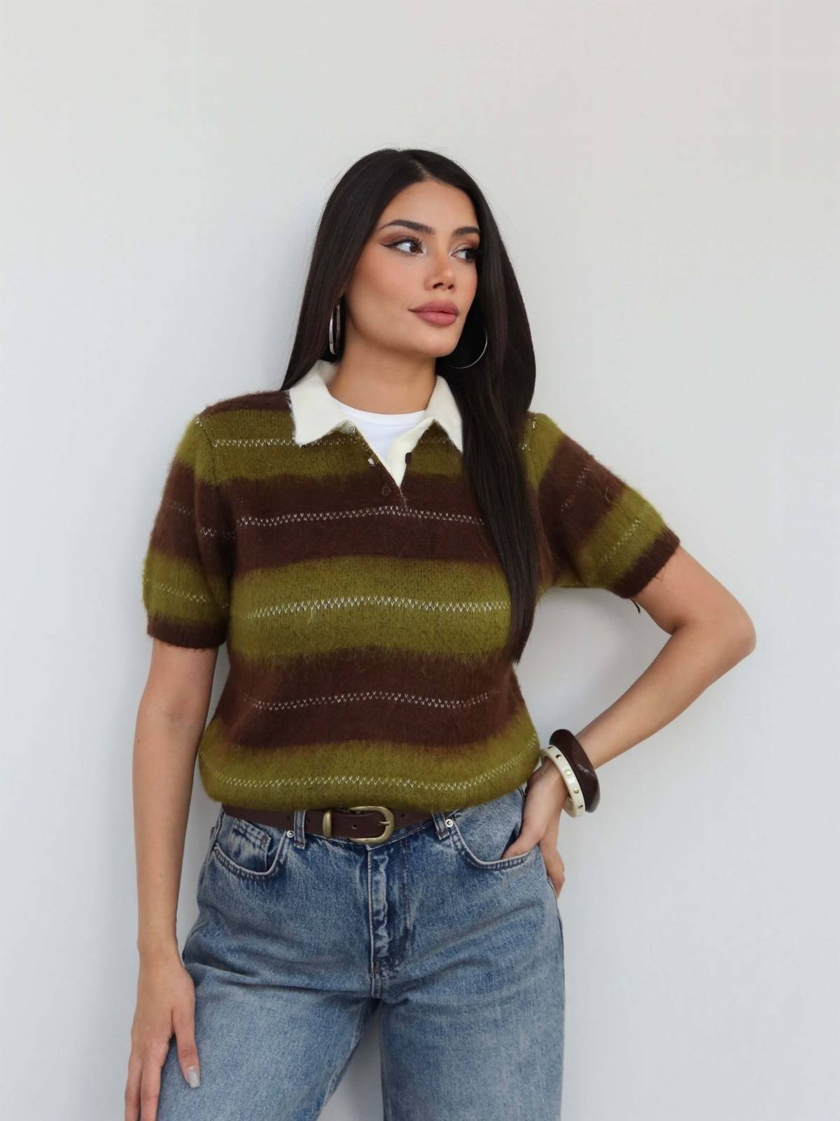 Striped Short Sleeve Knit Jumper