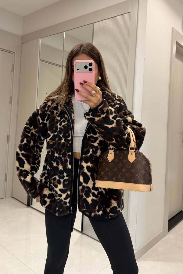 Presy Dark Leopard Teddy Zip Sweatshirt