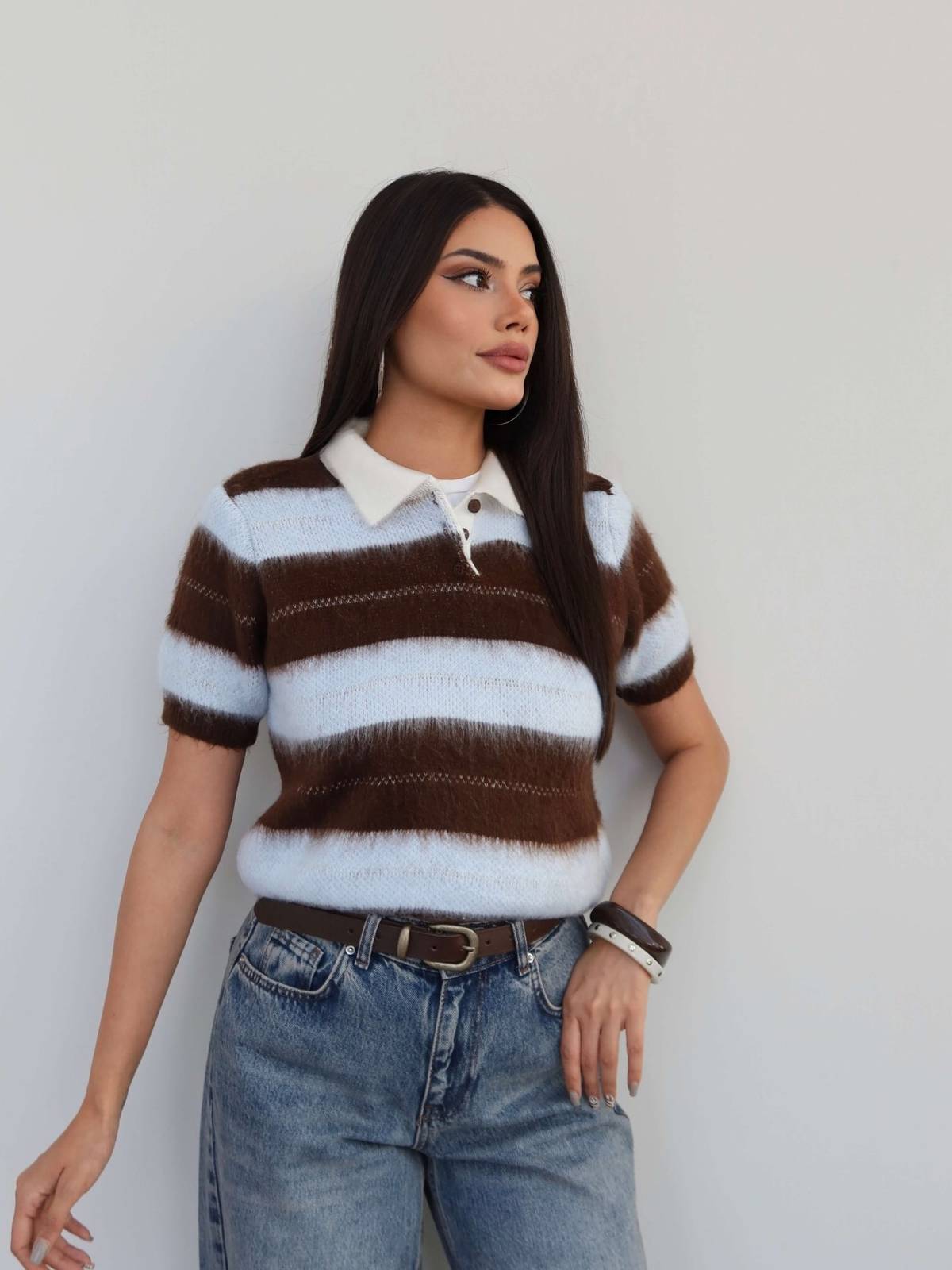 Striped Short Sleeve Knit Jumper — photograph 4