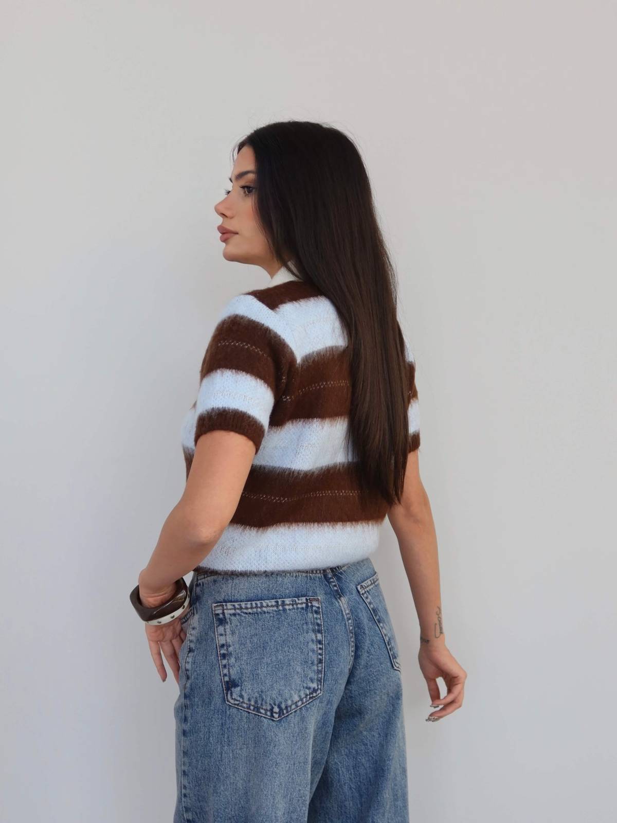 Striped Short Sleeve Knit Jumper — photograph 5