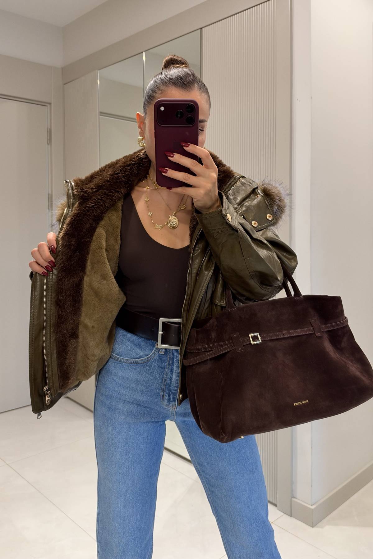 Martes Fur Hooded Premium Leather Coat — photograph 2