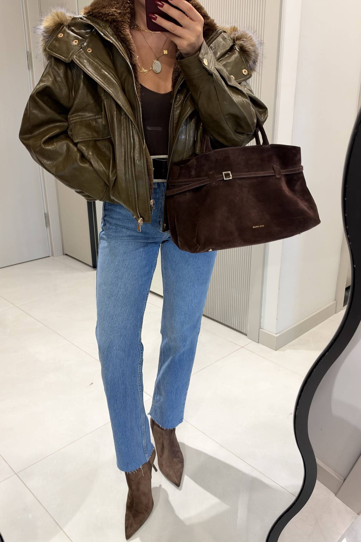 Martes Fur Hooded Premium Leather Coat — photograph 3