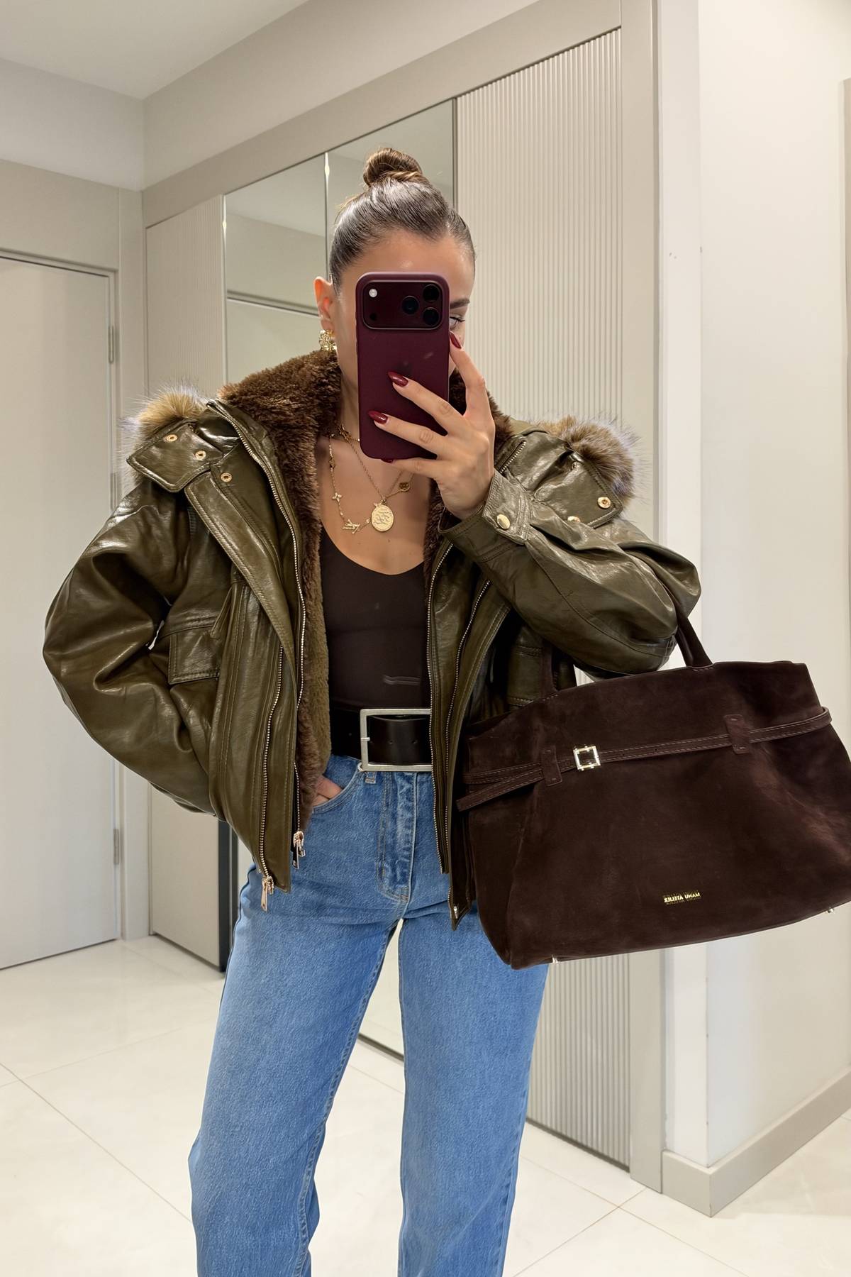 Martes Fur Hooded Premium Leather Coat — photograph 4
