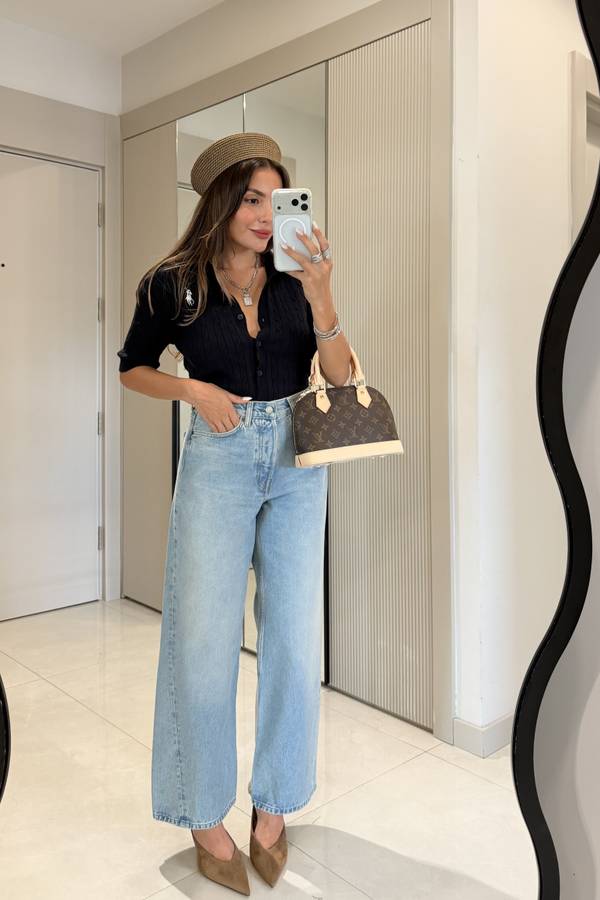 Gamer Midblue High Waisted Baggy Jeans