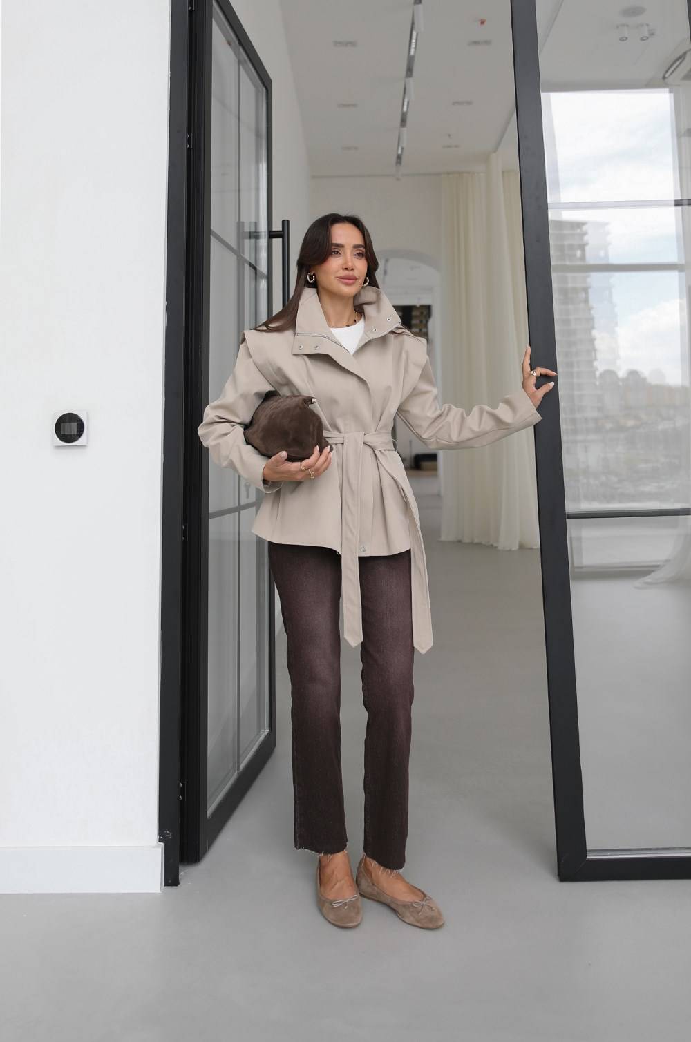 Stone Belted Zip Trench Coat — photograph 2