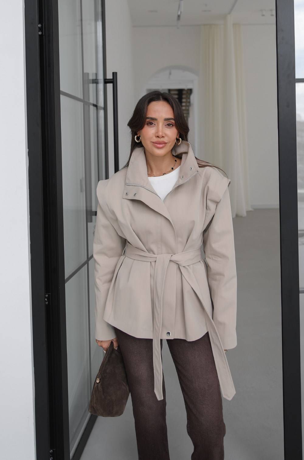 Stone Belted Zip Trench Coat — photograph 4