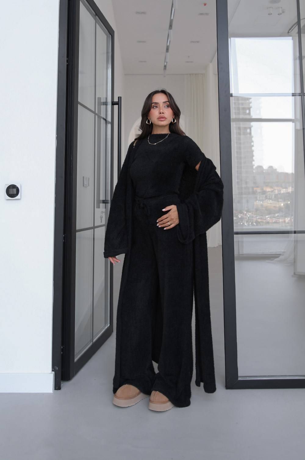 Black Soft Blouse Trousers Kimono Set — photograph 4