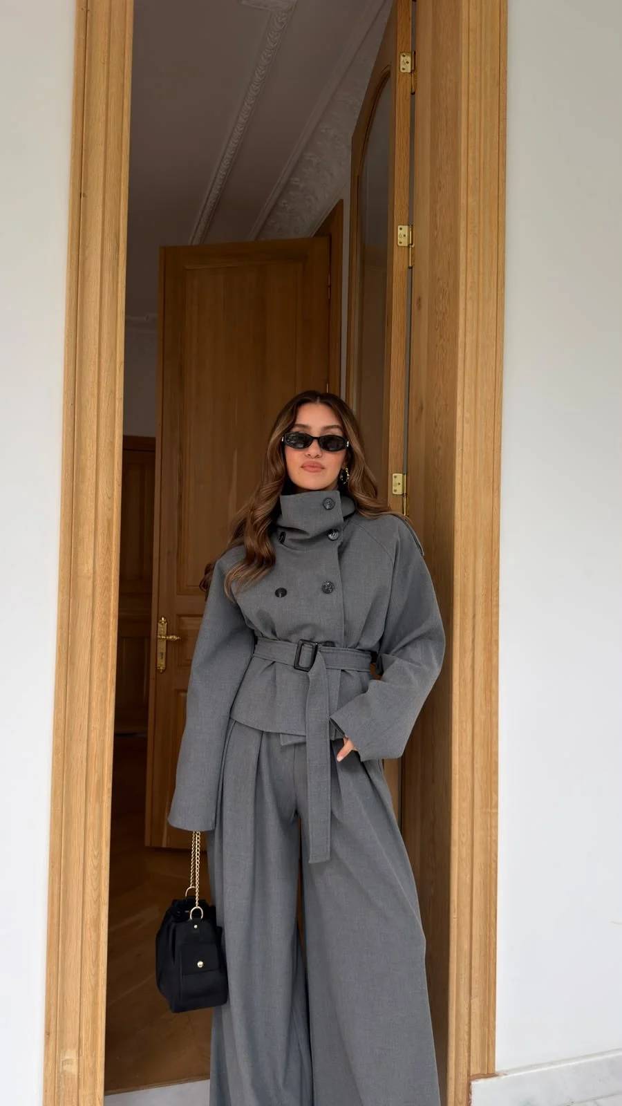 Button And Belt Detail Jacket Trouser Set — photograph 4