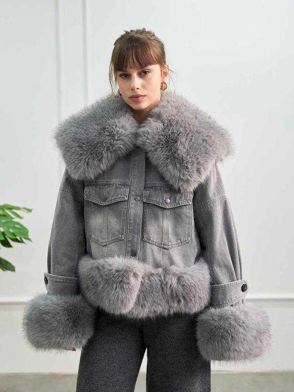 Fur Collar Denim Coat