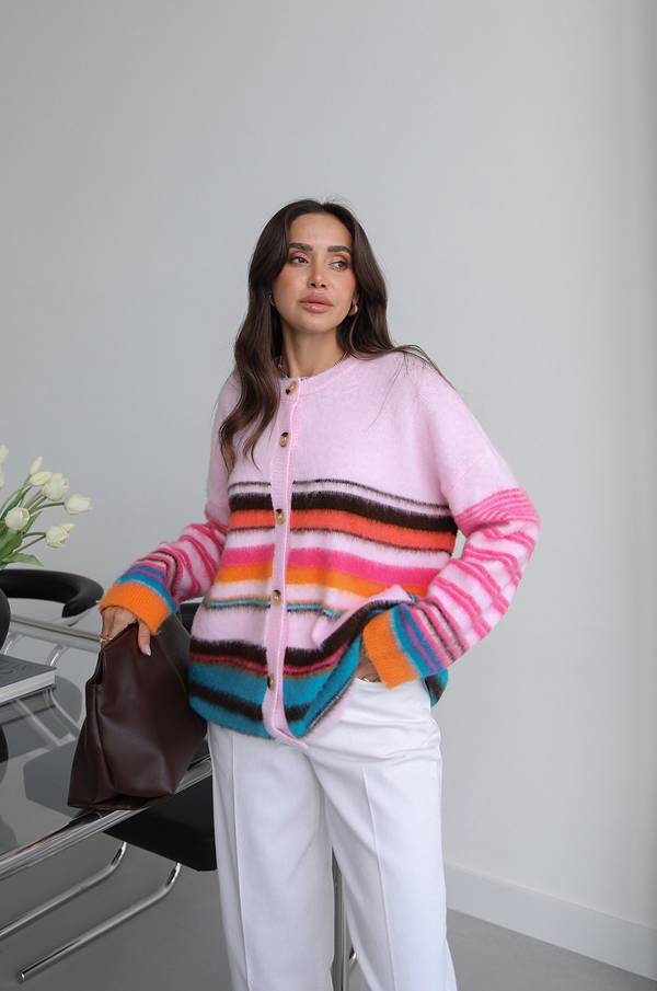 Vael Striped Buttoned Cardigan