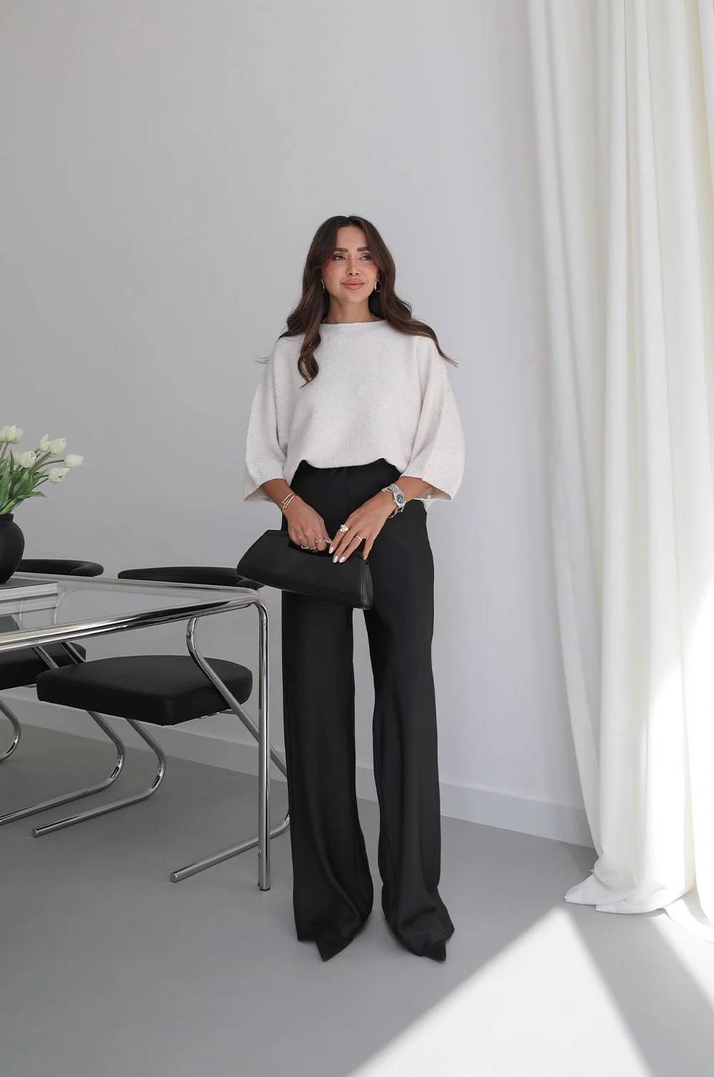 Flowing Satin Wide Leg Trousers — photograph 3