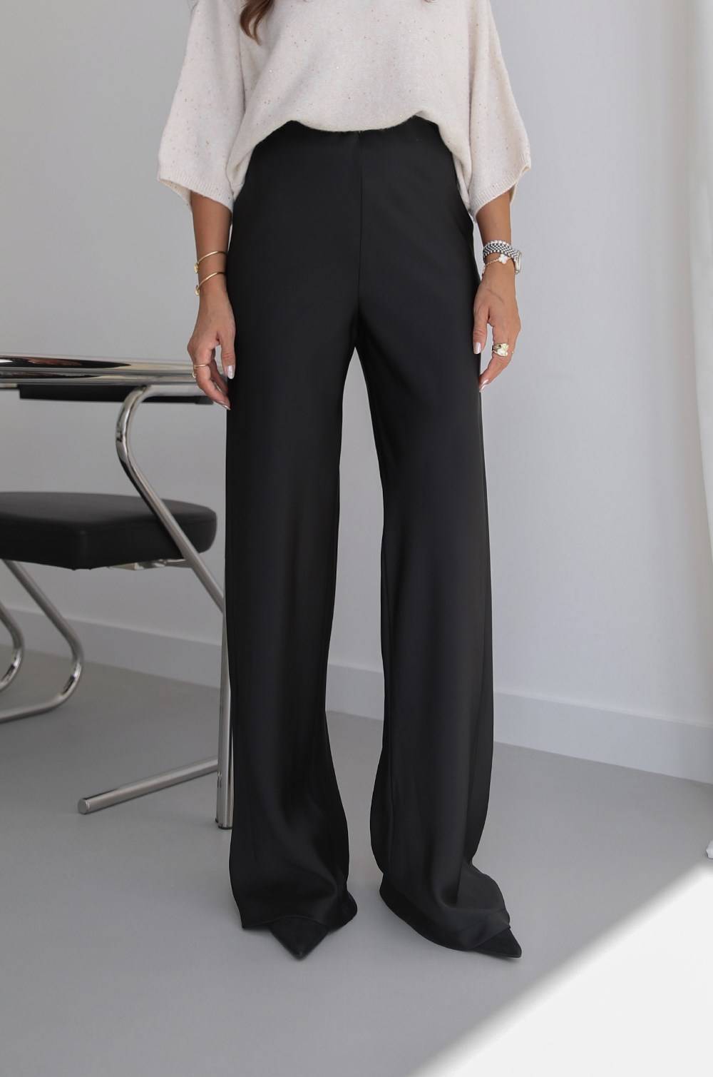 Flowing Satin Wide Leg Trousers — photograph 4