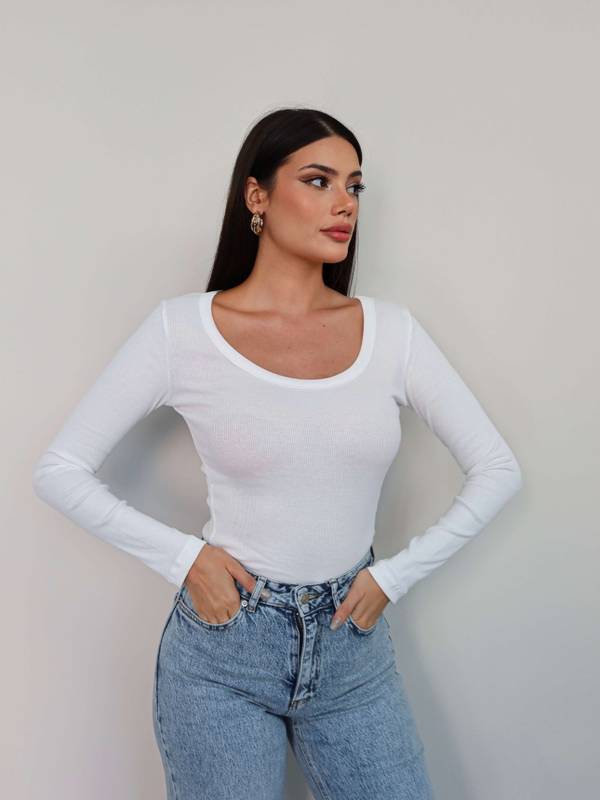 Ribbed U Neck Blouse