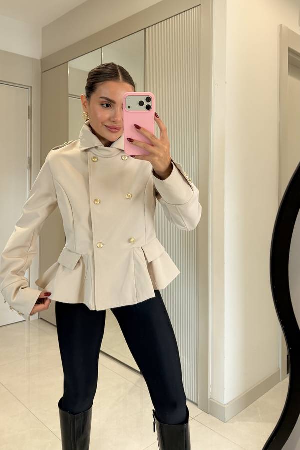 Ophelia Buttoned Peplum Blazer Jacket