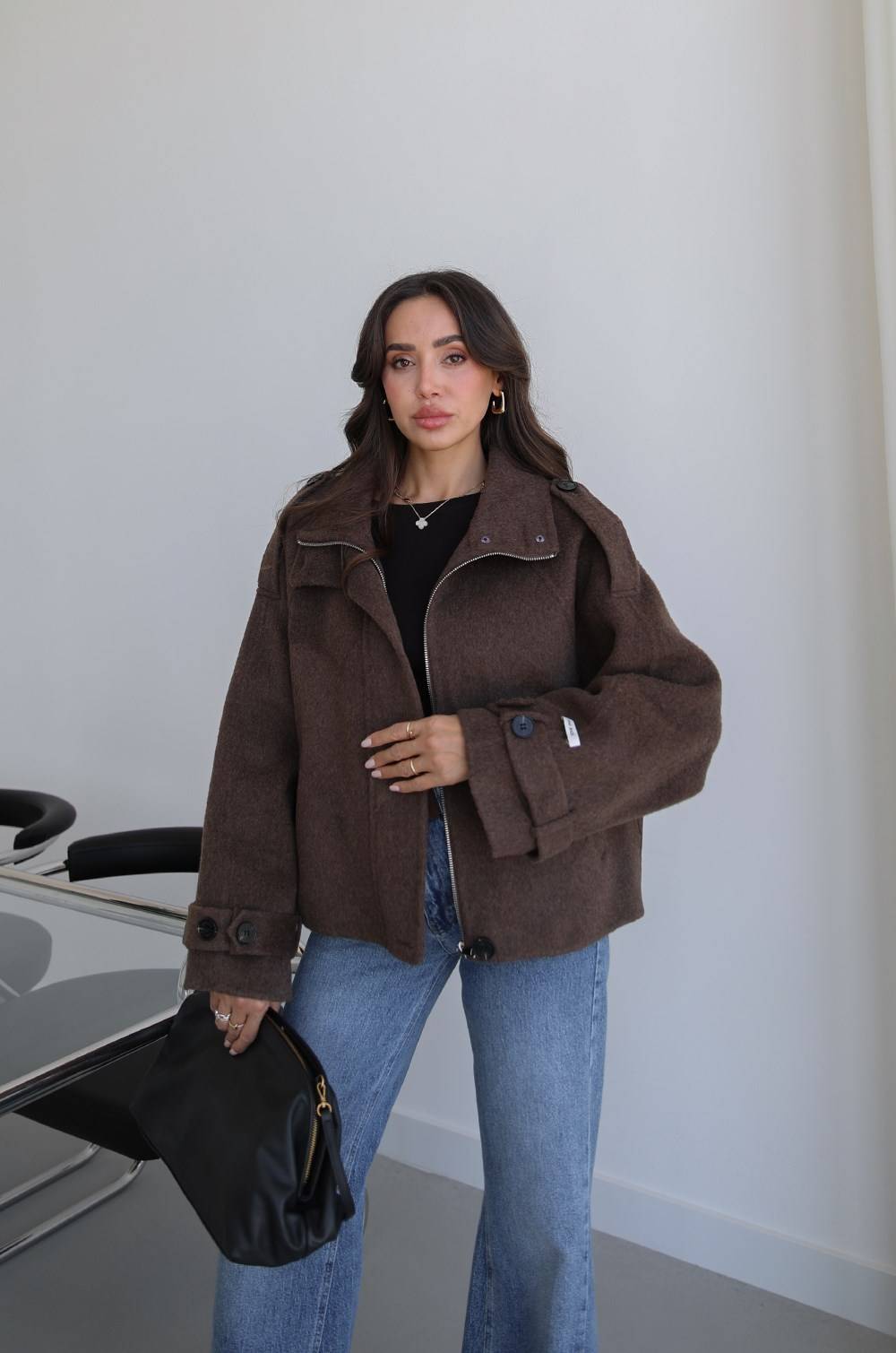 Dark Brown Hand Made Premium Short Coat — photograph 2