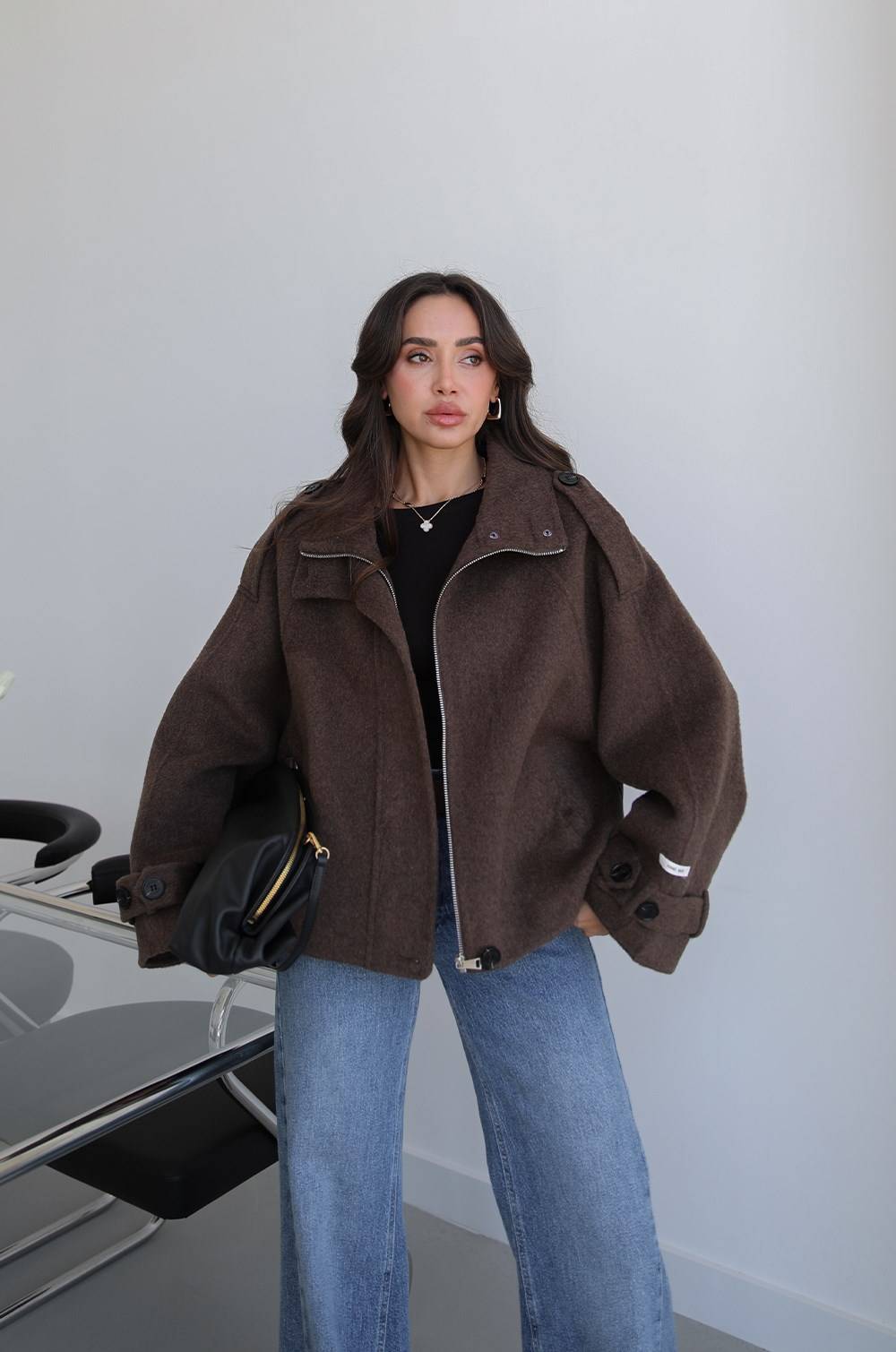 Dark Brown Hand Made Premium Short Coat — photograph 3